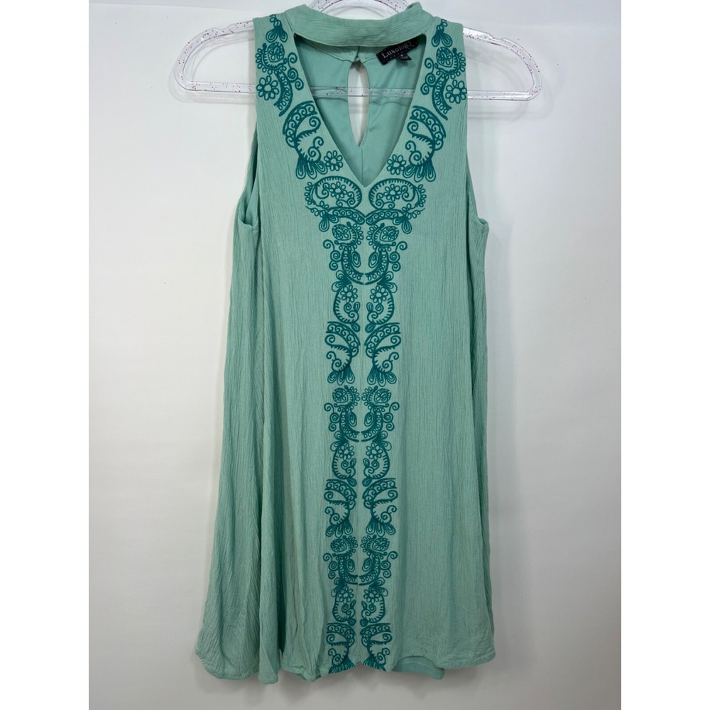 Luxology SunDress Teal - Aqua Rayon‎ and Polyester Knee Length Womens  Size 4